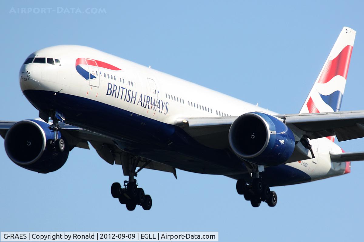 G-RAES, 1997 Boeing 777-236 C/N 27491, at lhr