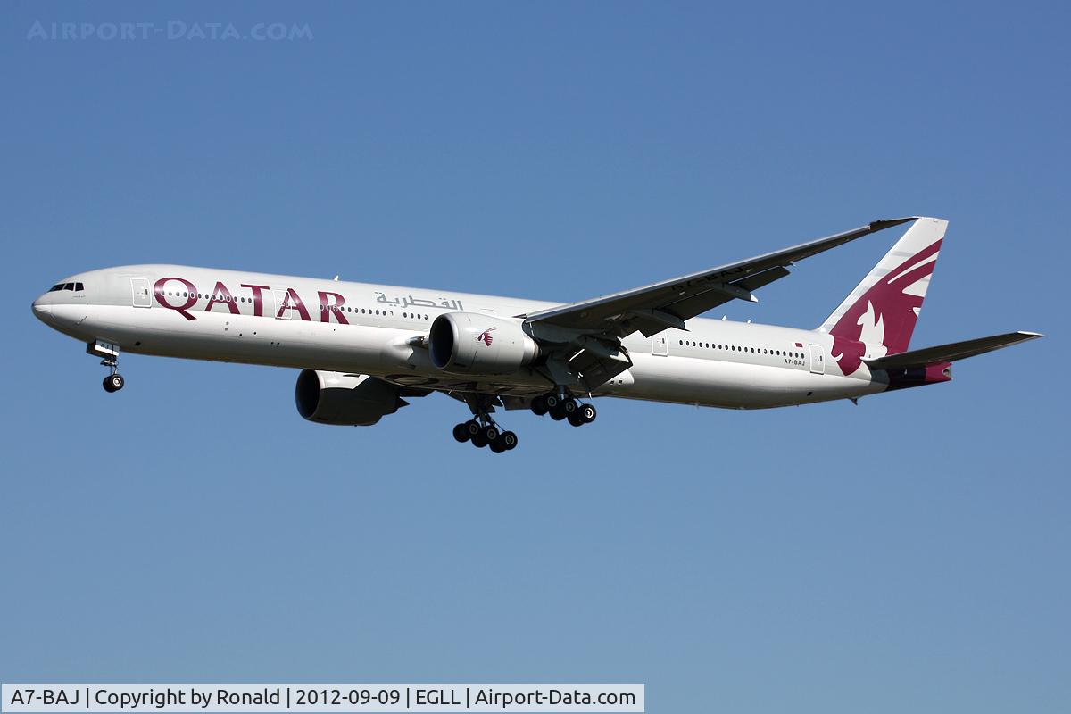 A7-BAJ, 2010 Boeing 777-3DZ/ER C/N 36096, at lhr