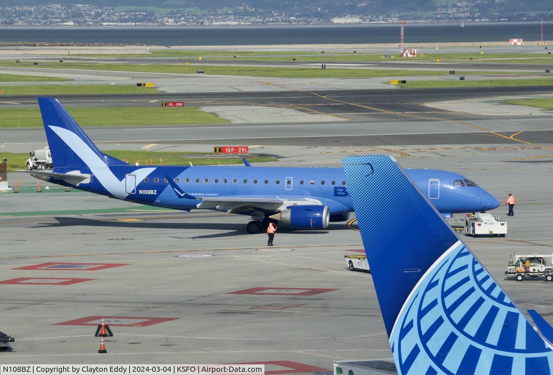 N108BZ, 2007 Embraer 190AR (ERJ-190-100IGW) C/N 19000070, Sky Terrace SFO 2024.