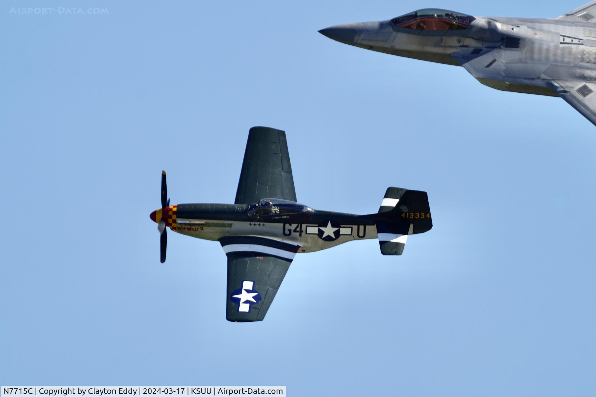 N7715C, 1944 North American P-51D C/N 44-84961A (124-44817), Travis AFB airshow California 2024.