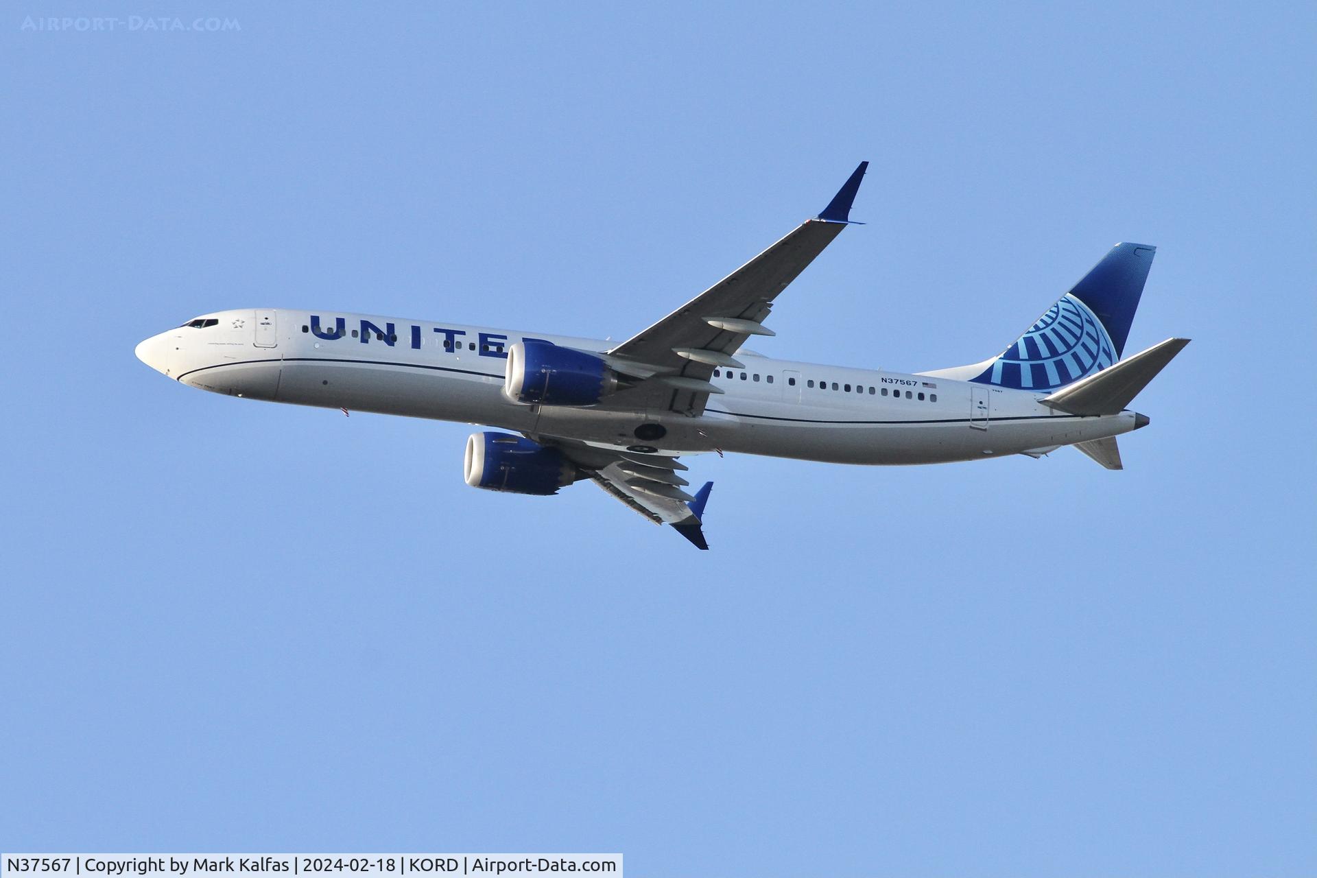 N37567, 2023 Boeing 737-9 MAX C/N 67190, B39M United Airlines Boeing 737 MAX9 N37567 UAL584 ORD-SAN