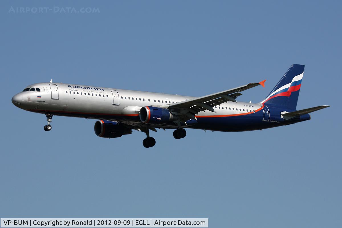 VP-BUM, 2007 Airbus A321-211 C/N 3267, at lhr