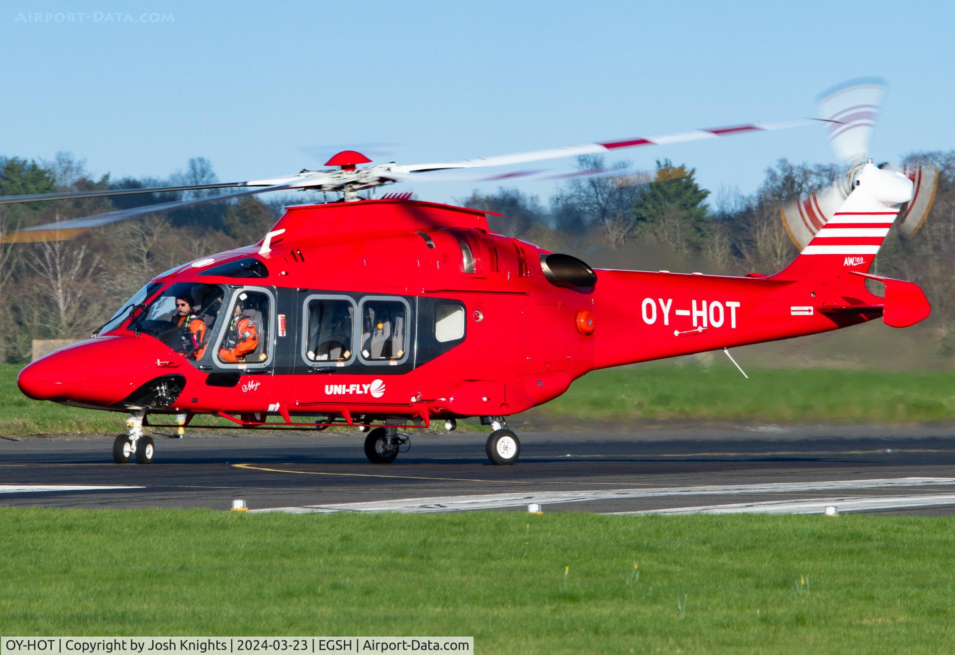 OY-HOT, Augusta Westland AW169 C/N 69170, Lining Up For Departure Back to Humberside.