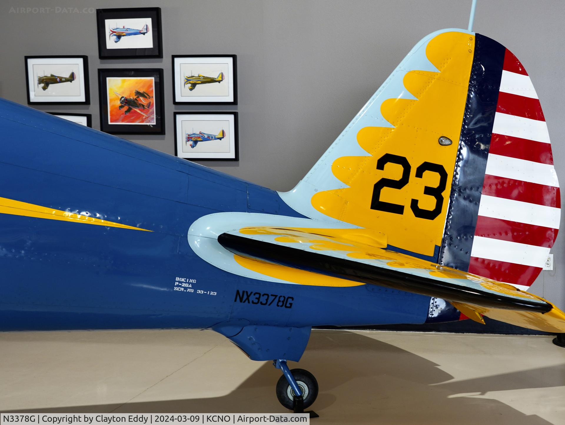 N3378G, 1933 Boeing P-26 Peashooter C/N 33123, Planes of Fame Chino Airport 2024.