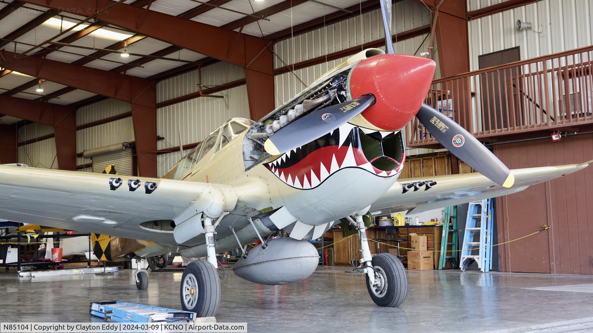 N85104, Curtiss P-40N-5CU Kittyhawk C/N 28954/F858, Planes of Fame Chino airport 2024.