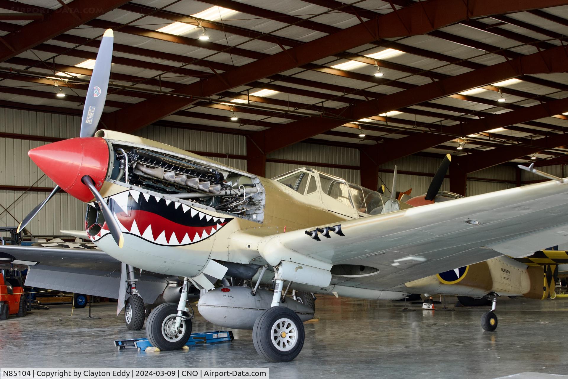 N85104, Curtiss P-40N-5CU Kittyhawk C/N 28954/F858, Planes of Fame Chino airport 2024.