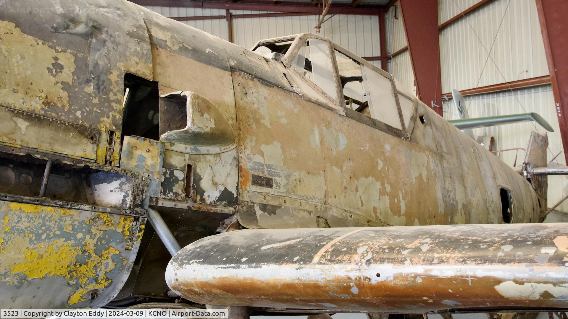 3523, 1939 Messerschmitt Bf-109E-7 C/N 3523, Planes of Fame Chino airport 2024.