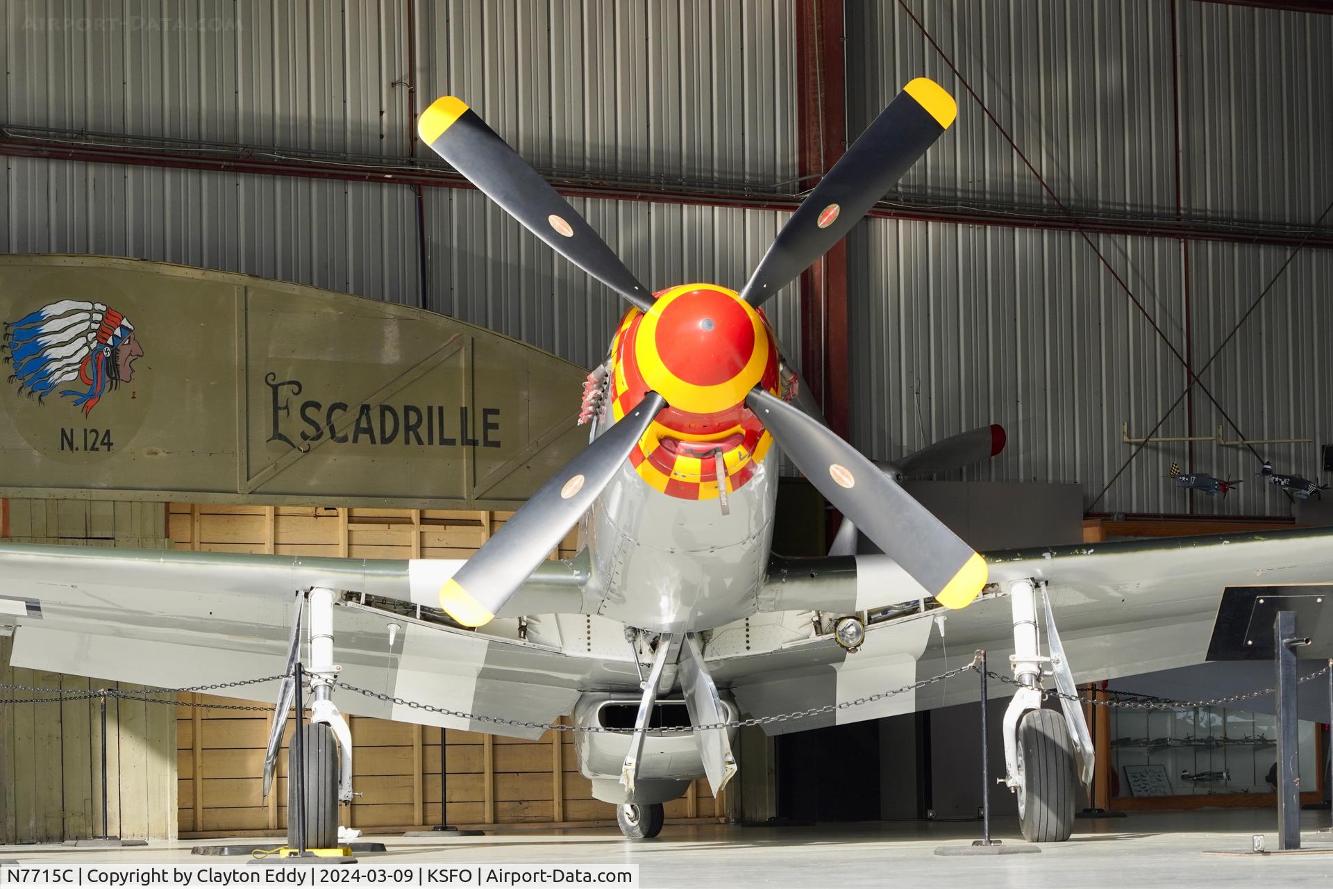 N7715C, 1944 North American P-51D C/N 44-84961A (124-44817), Planes of Fame Chino airport 2024.