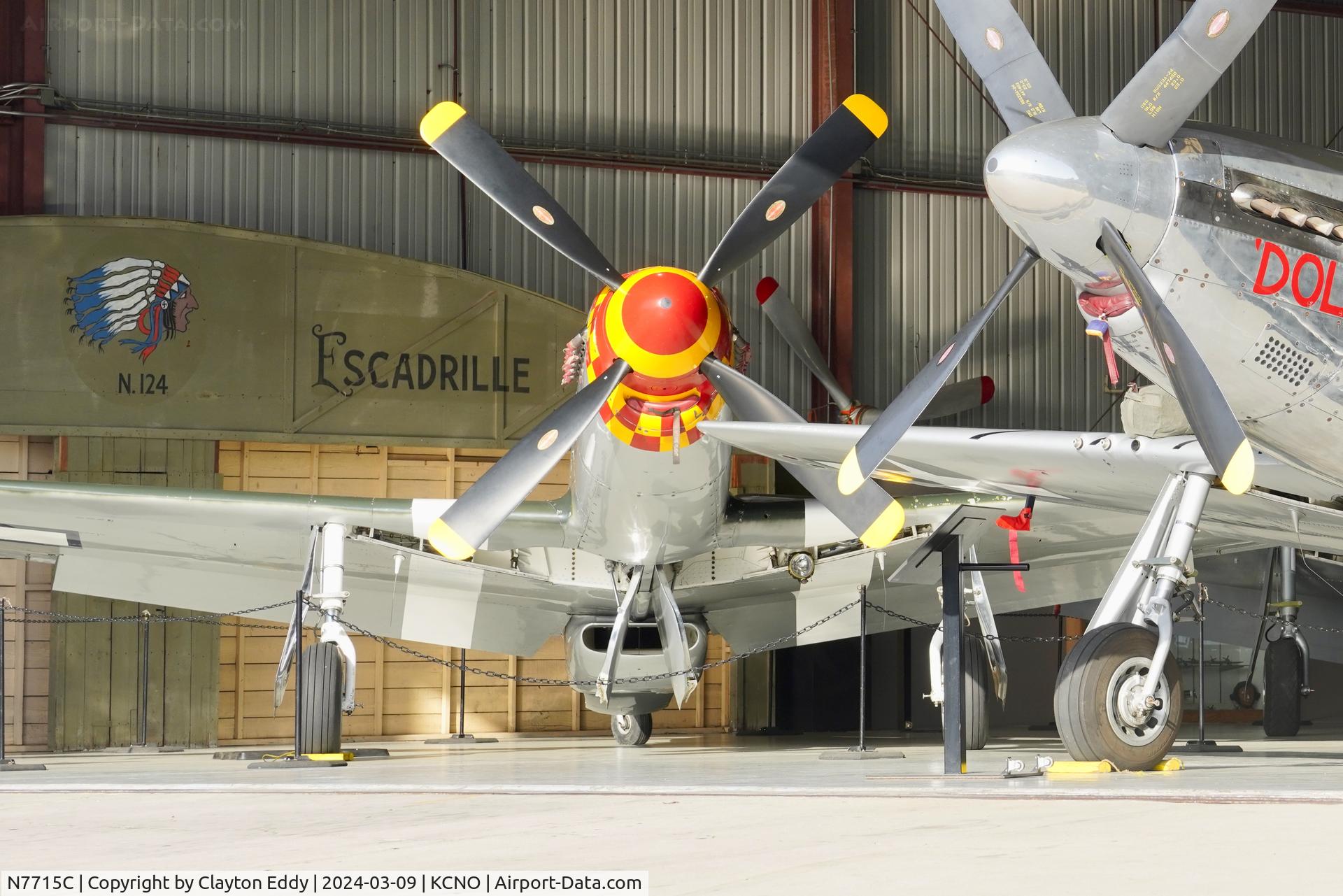 N7715C, 1944 North American P-51D C/N 44-84961A (124-44817), Planes of Fame Chino airport 2024.