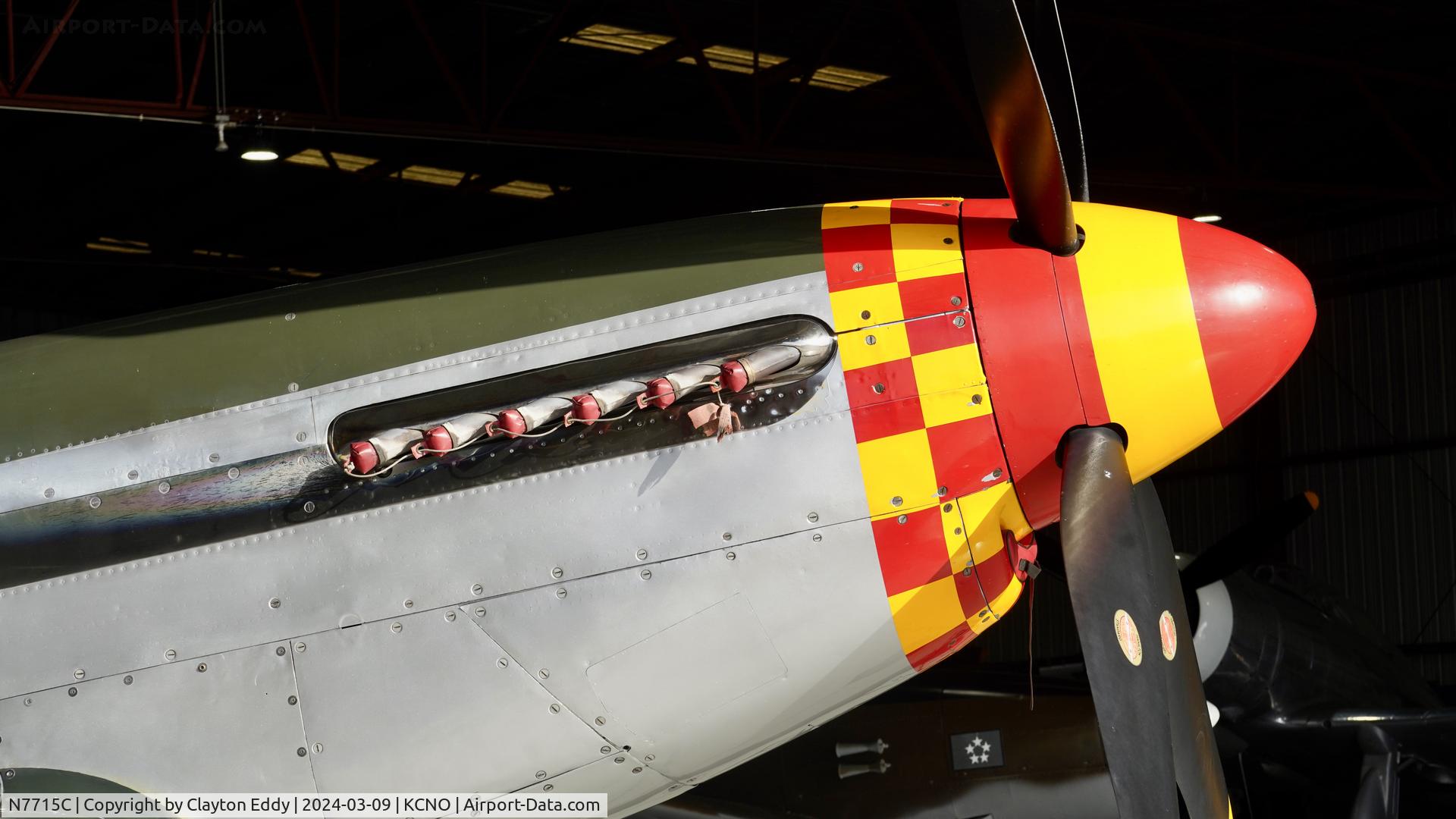 N7715C, 1944 North American P-51D C/N 44-84961A (124-44817), Planes of Fame Chino airport 2024.