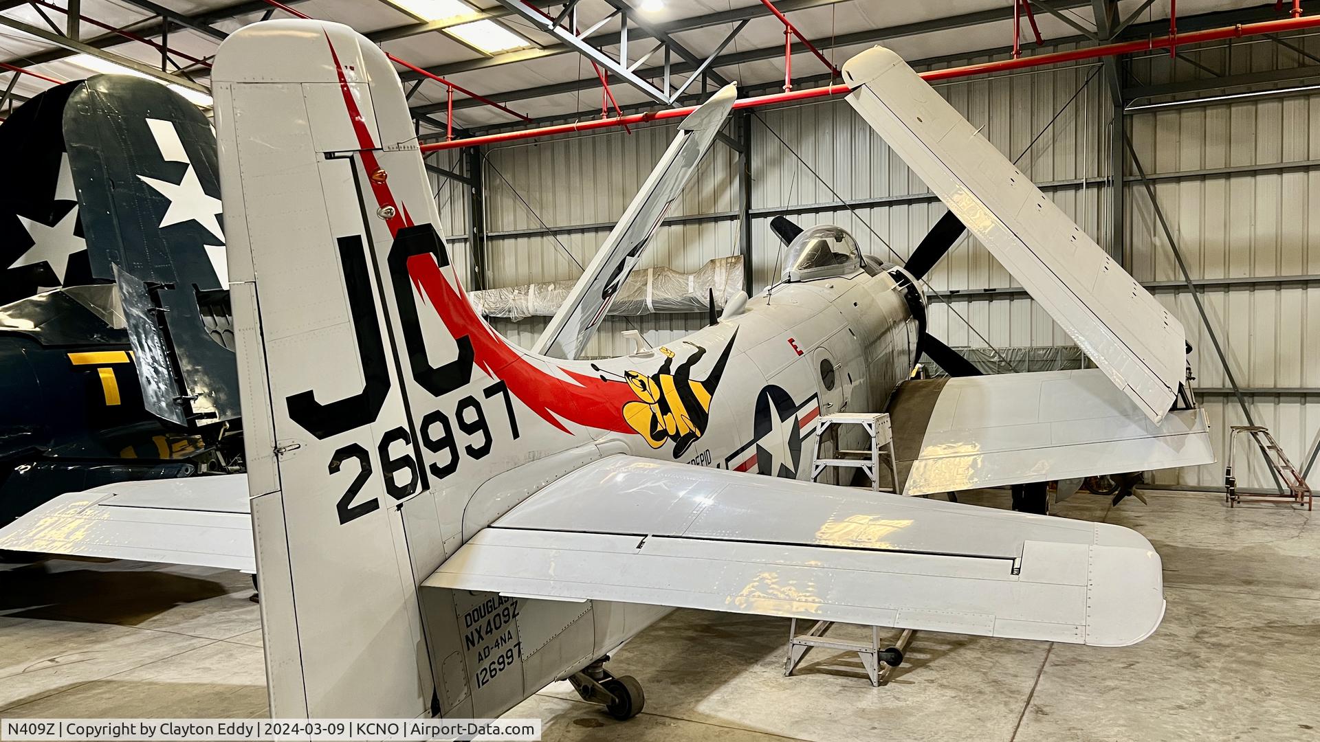 N409Z, Douglas AD-4N Skyraider C/N 7797, Planes of Fame Chino airport 2024.