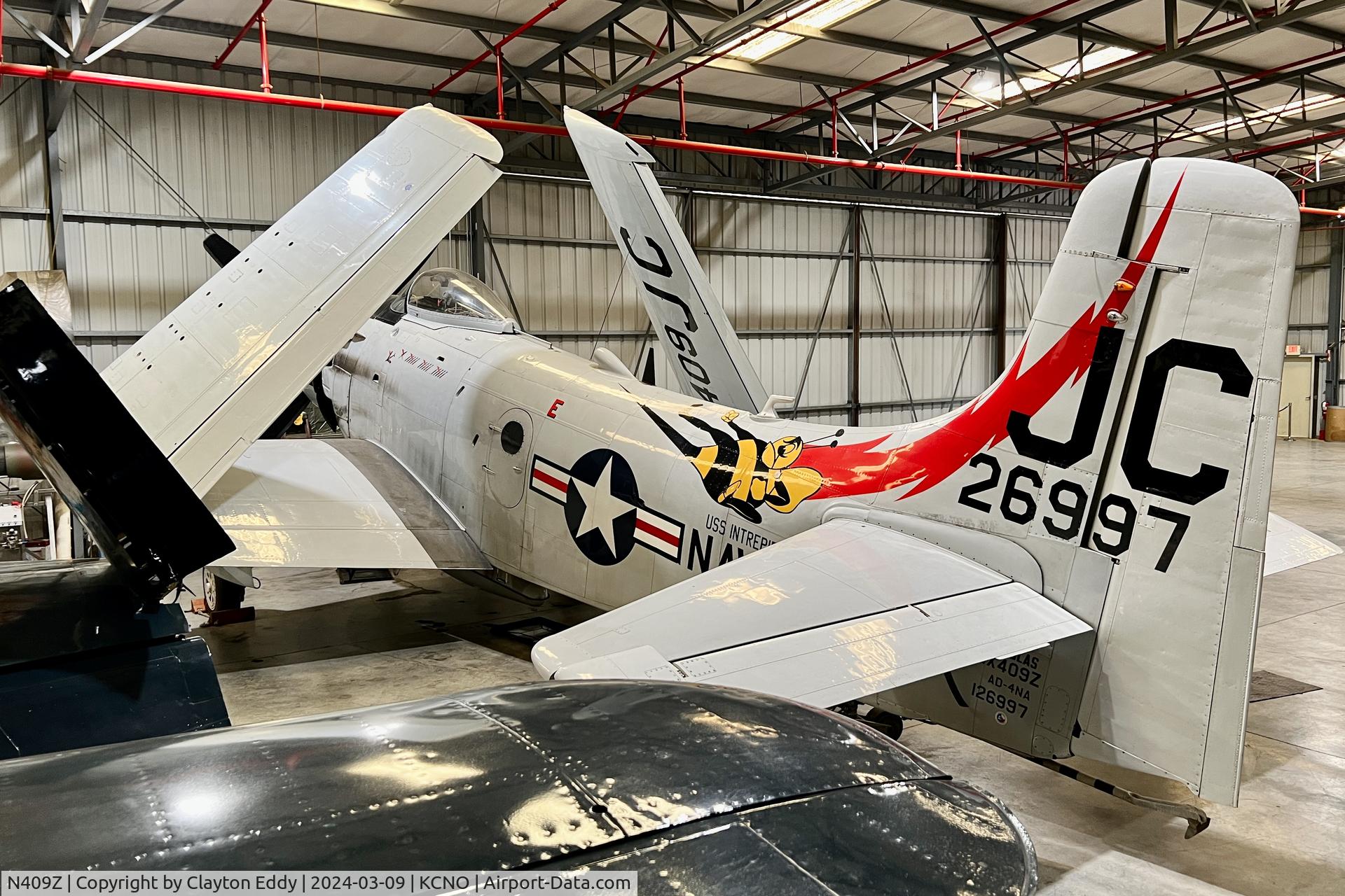 N409Z, Douglas AD-4N Skyraider C/N 7797, Planes of Fame Chino airport 2024.