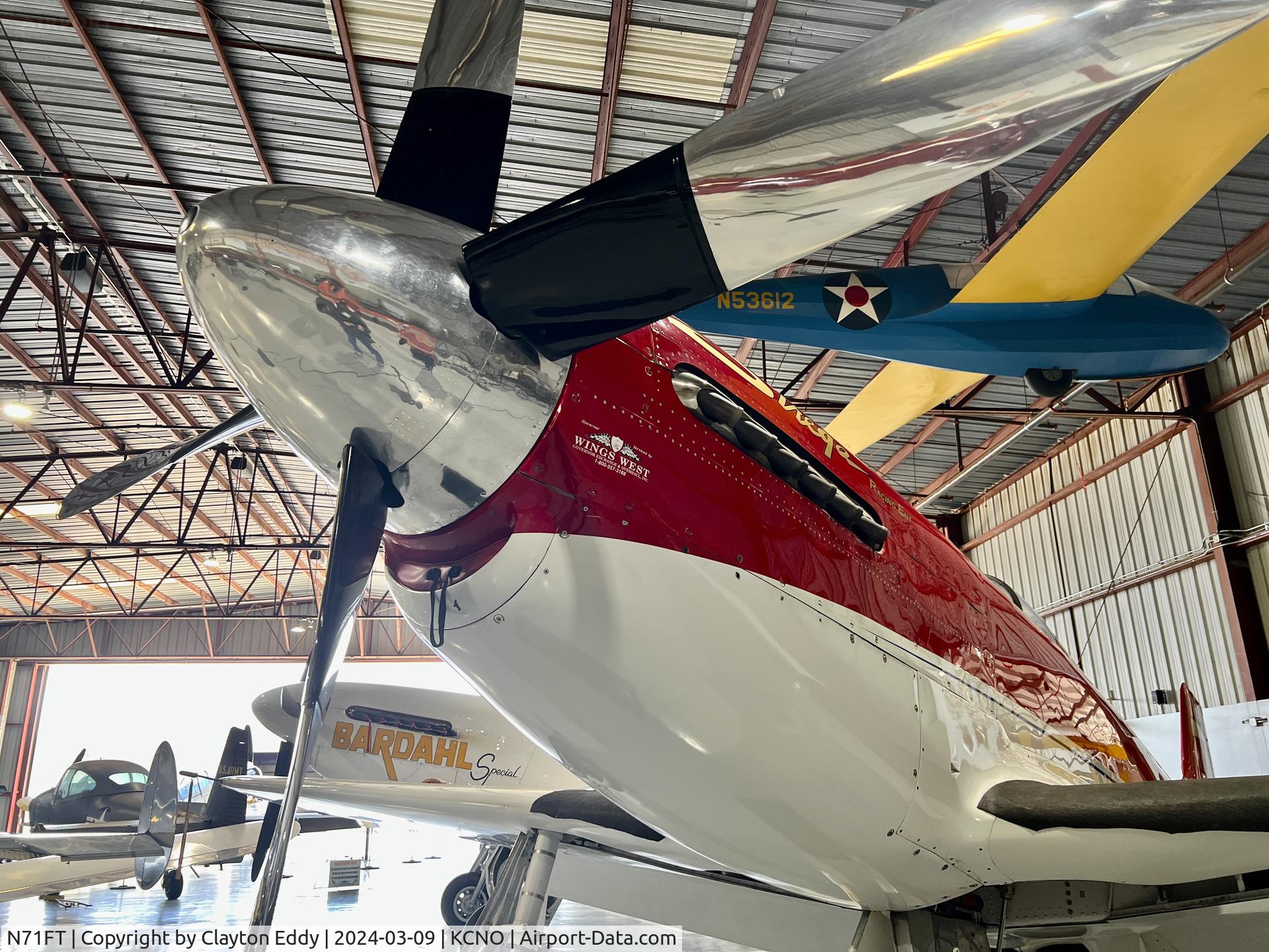 N71FT, 1944 North American P-51D Mustang C/N 00-30, Planes of Fame Chino airport 2024.
