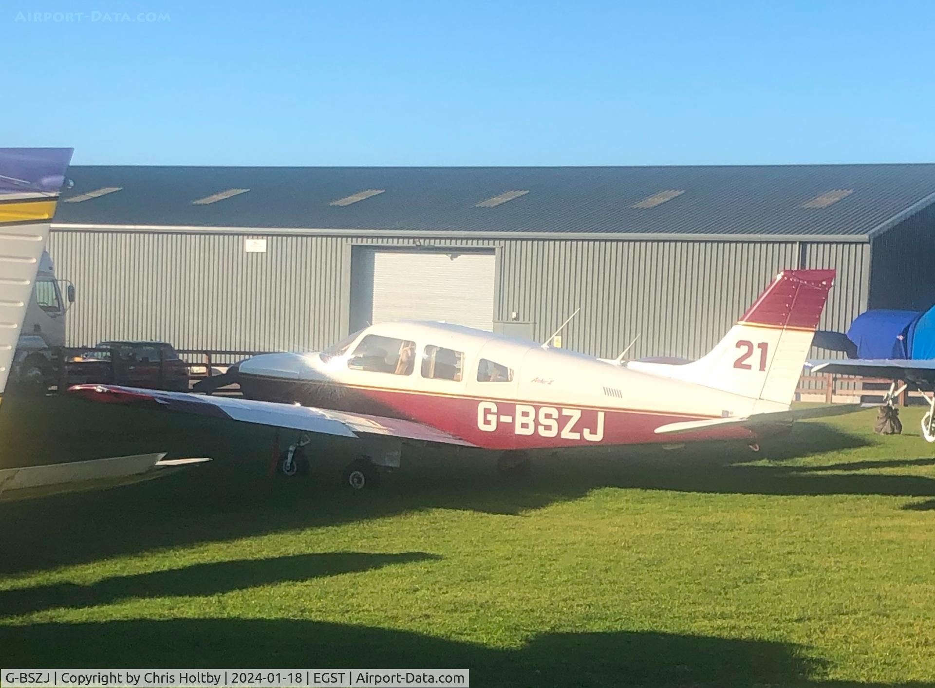 G-BSZJ, 1981 Piper PA-28-181 Cherokee Archer II C/N 28-8190216, Parked outside the hangar at Elmsett Airfield, Ipswich