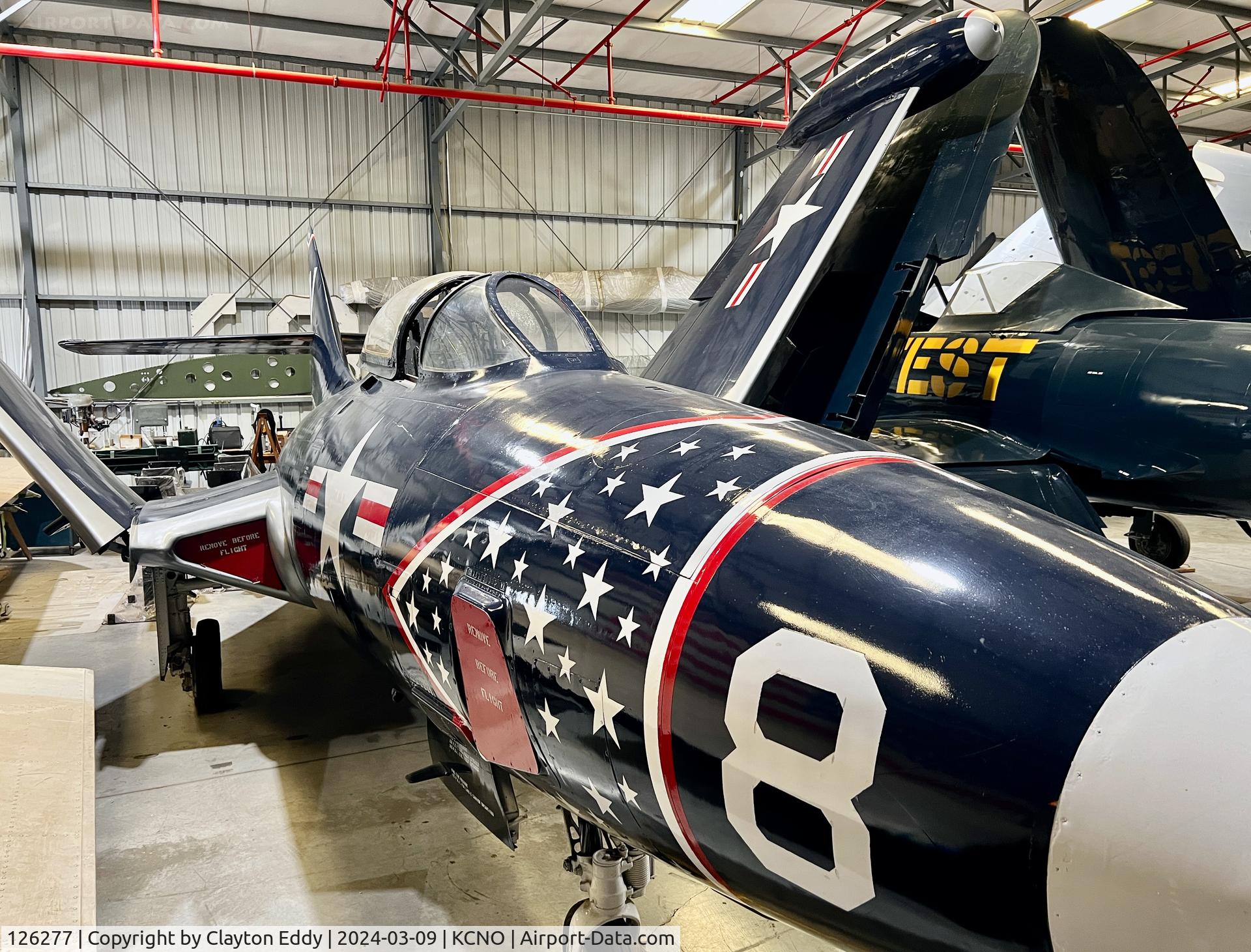 126277, Grumman F9F-5KD/DF-9E Panther C/N Not found 126277, Planes of Fame Chino airport in California 2024.