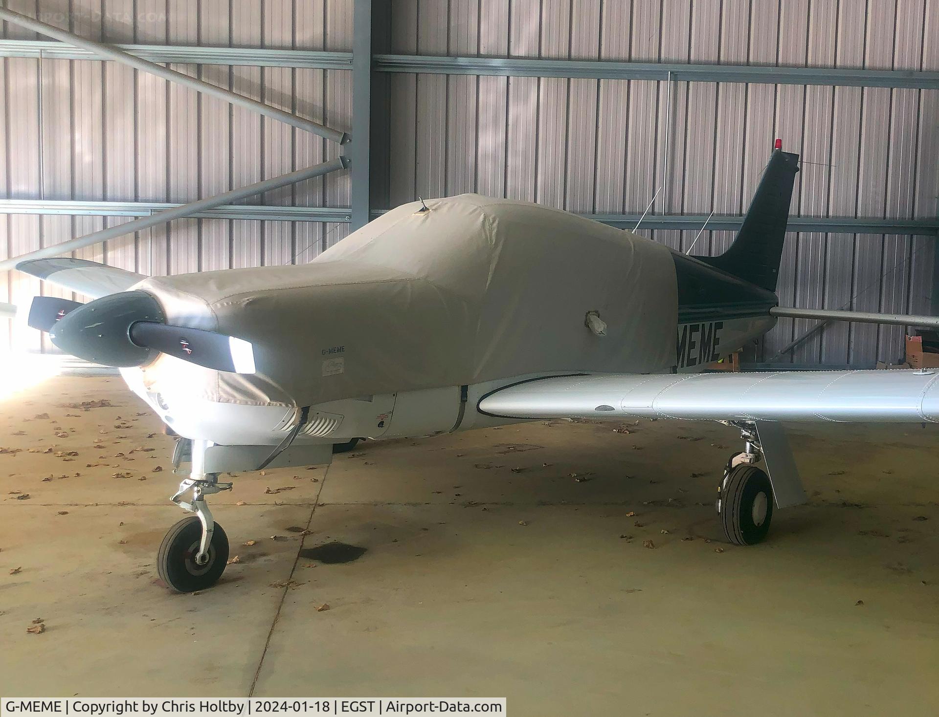 G-MEME, 1990 Piper PA-28R-201 Cherokee Arrow III C/N 2837051, In the hangar at Elmsett Airfield, Ipswich