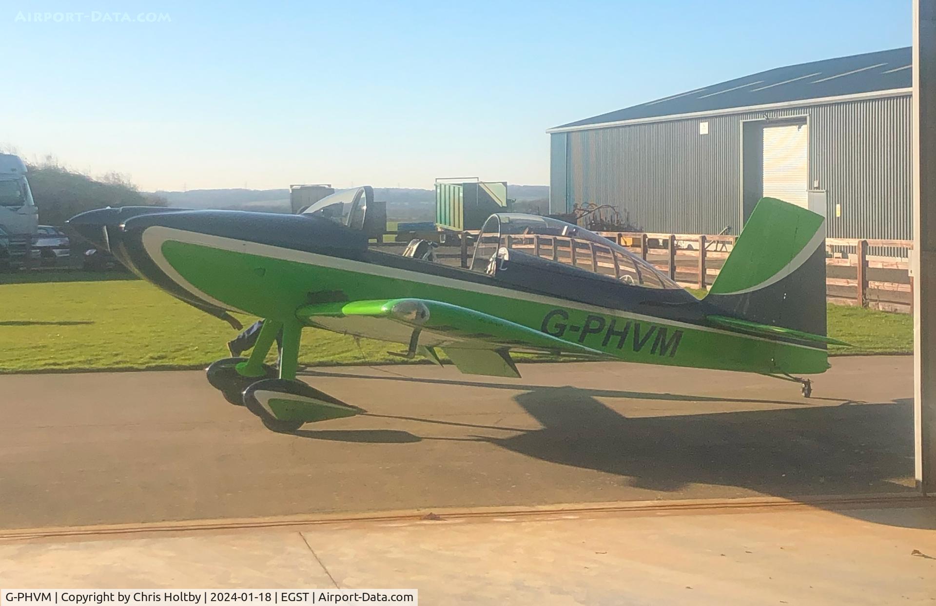 G-PHVM, 2009 Vans RV-8 C/N PFA 303-14609, At the hangar door of Elmsett Airfield, Ipswich.