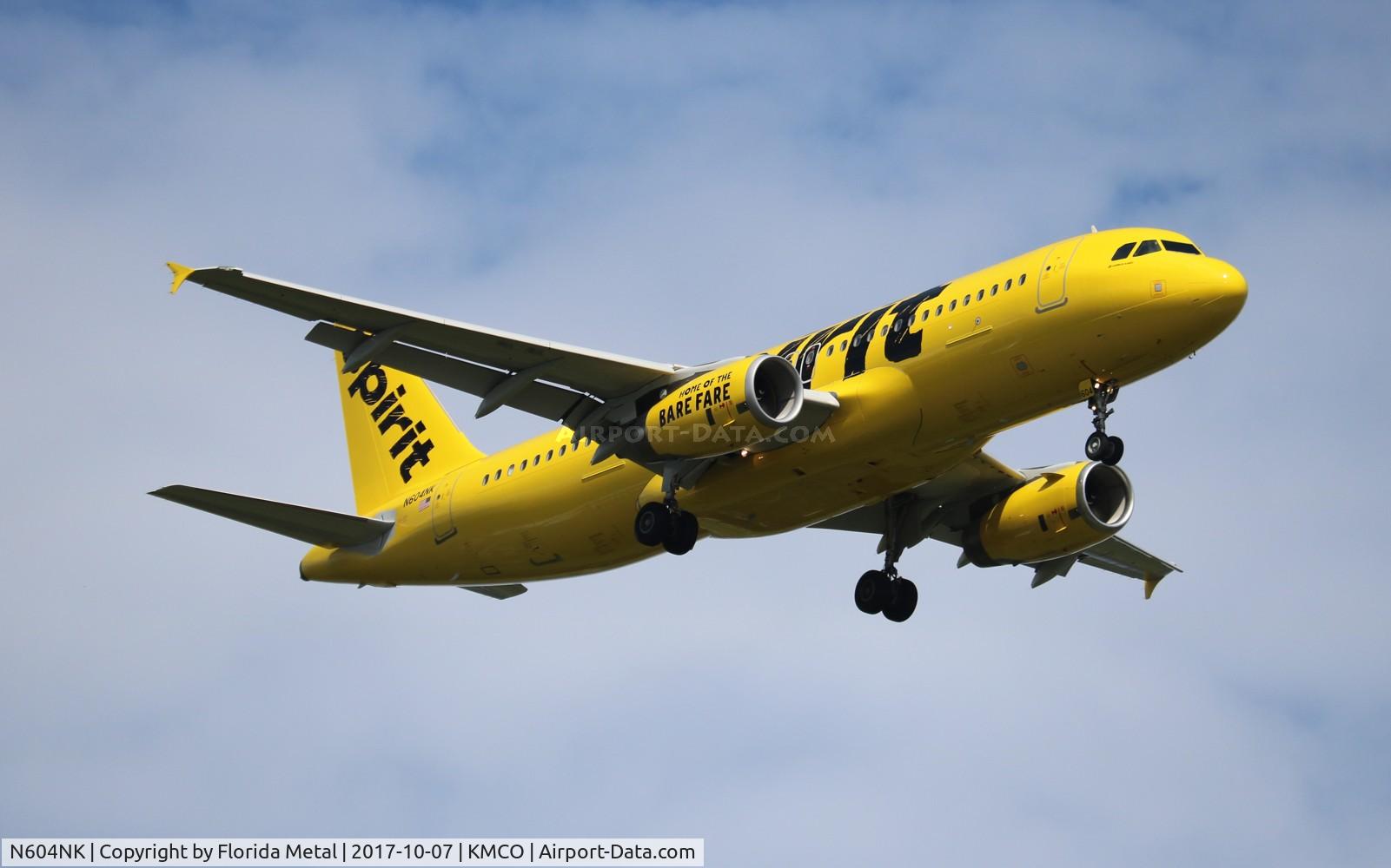 N604NK, 2010 Airbus A320-232 C/N 4431, NKS A320 yellow zx PHL-MCO