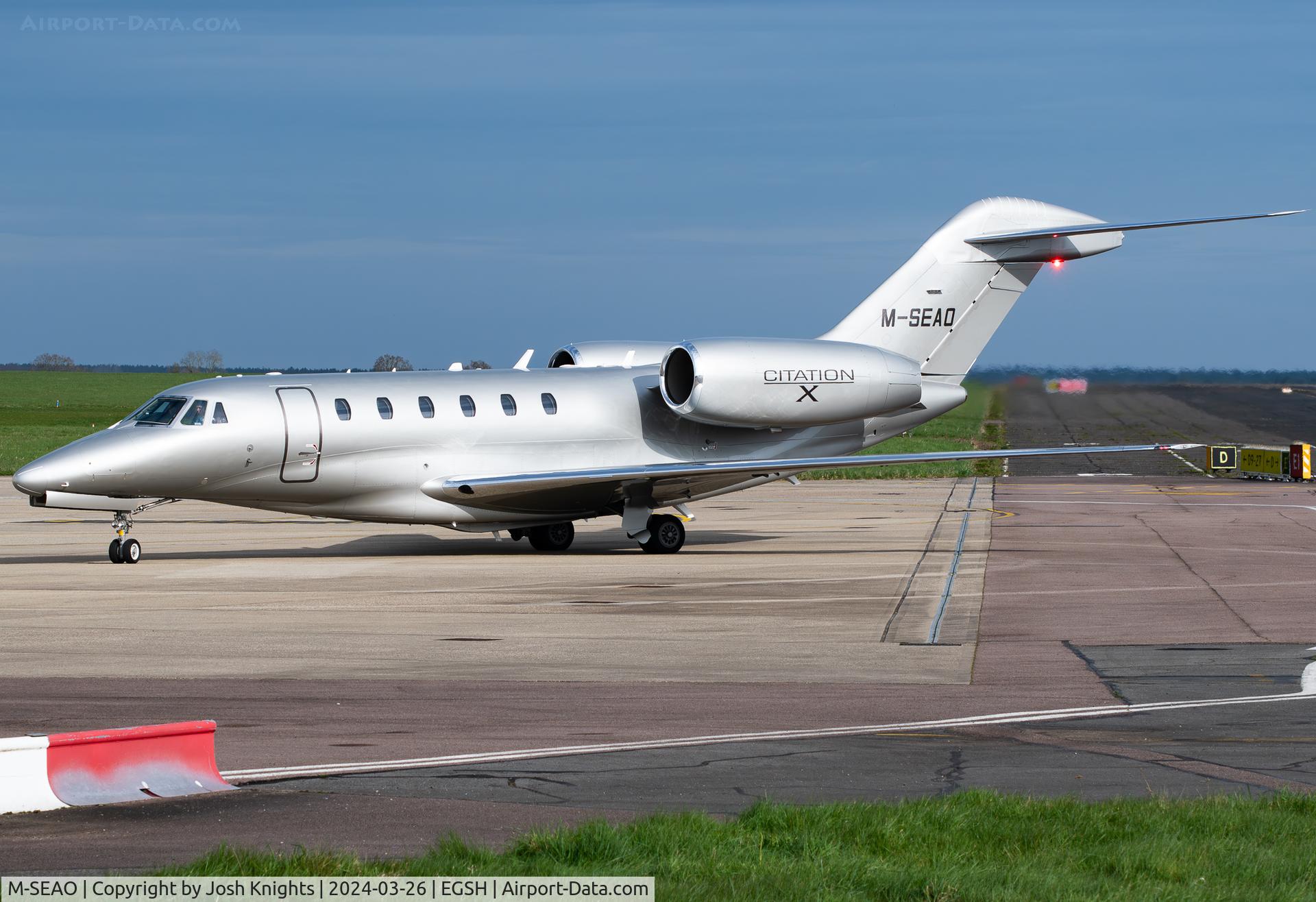 M-SEAO, 2004 Cessna 750 Citation X Citation X C/N 750-0232, Arriving at Norwich From Oxford.