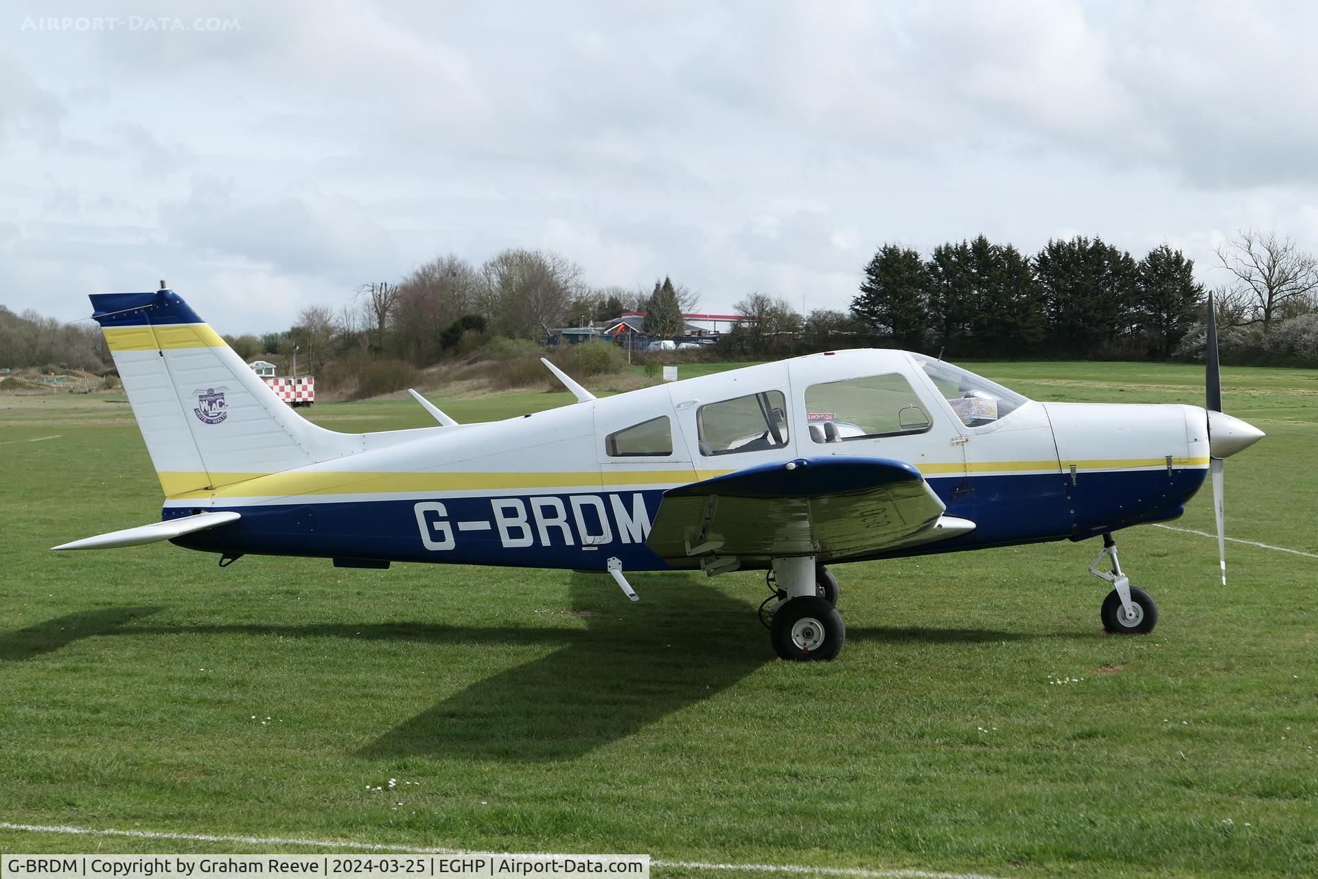 G-BRDM, 1977 Piper PA-28-161 Cherokee Warrior II C/N 28-7716004, Parked at Popham.