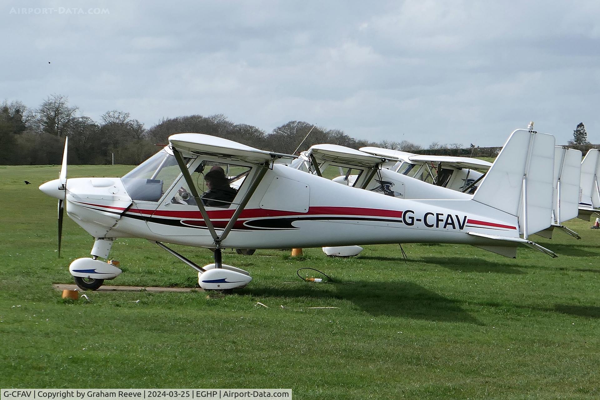 G-CFAV, 2008 Comco Ikarus C42 FB80 C/N 0802-6939, Parked at Popham.