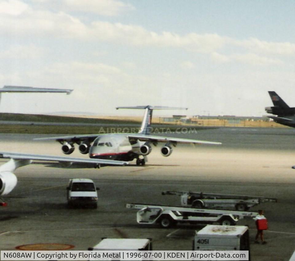 N608AW, 1986 British Aerospace BAe.146-200A C/N E2049, United Express BAE-146-200 zx DEN 1996
