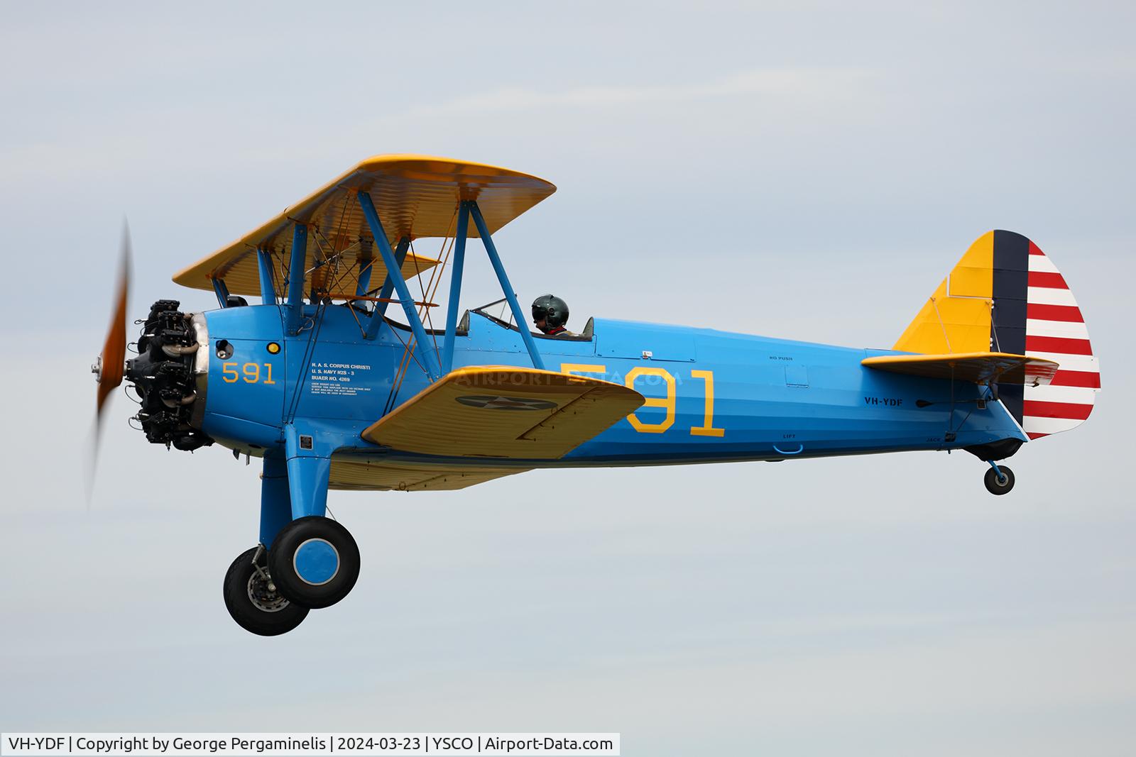 VH-YDF, 1941 Boeing B75N1 C/N 75-2599B, Warbirds Over Scone 2024.