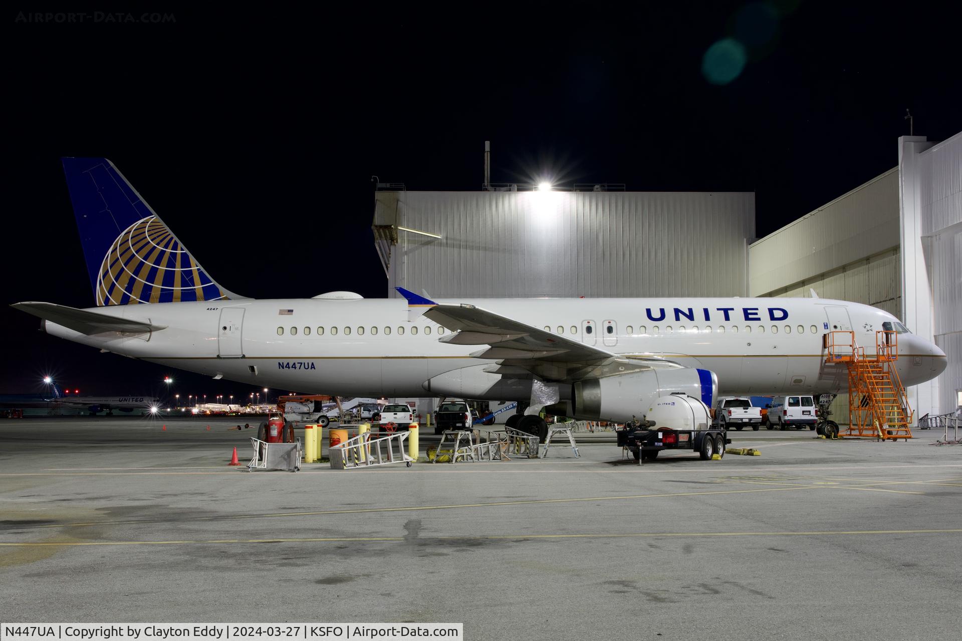 N447UA, 1998 Airbus A320-232 C/N 836, SFO 2024.
