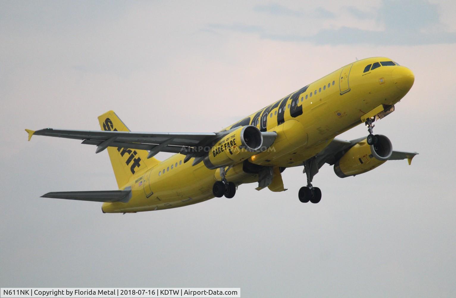 N611NK, 2011 Airbus A320-232 C/N 4996, NKS A320 yellow zx DTW-RSW