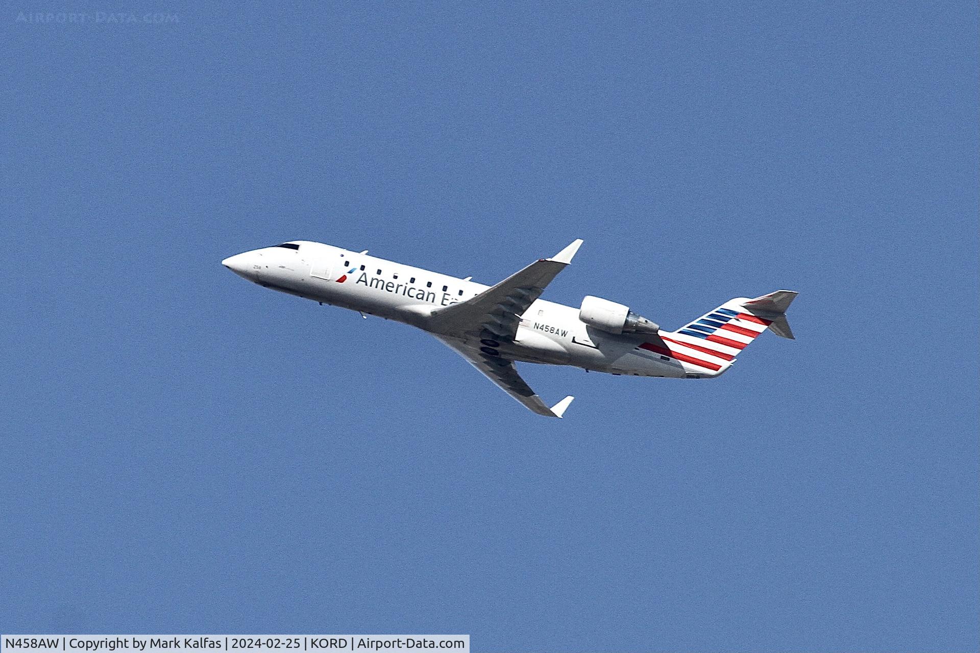 N458AW, 2003 Bombardier CRJ-200LR (CL-600-2B19) C/N 7861, CRJ2 Air Wisconsin/American Eagle Canadair Regional Jet CRJ-200 N458AW AWI6024 ORD-PIA