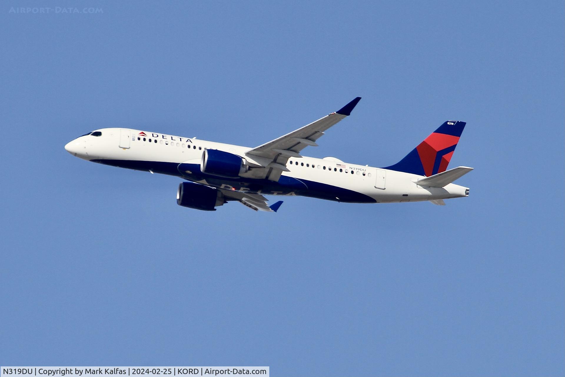 N319DU, 2023 Airbus 220-371 C/N 55228, BCS3 Delta Airlines Airbus A220-300 (BD-500-1A11) N319DU DAL2537 ORD-SLC