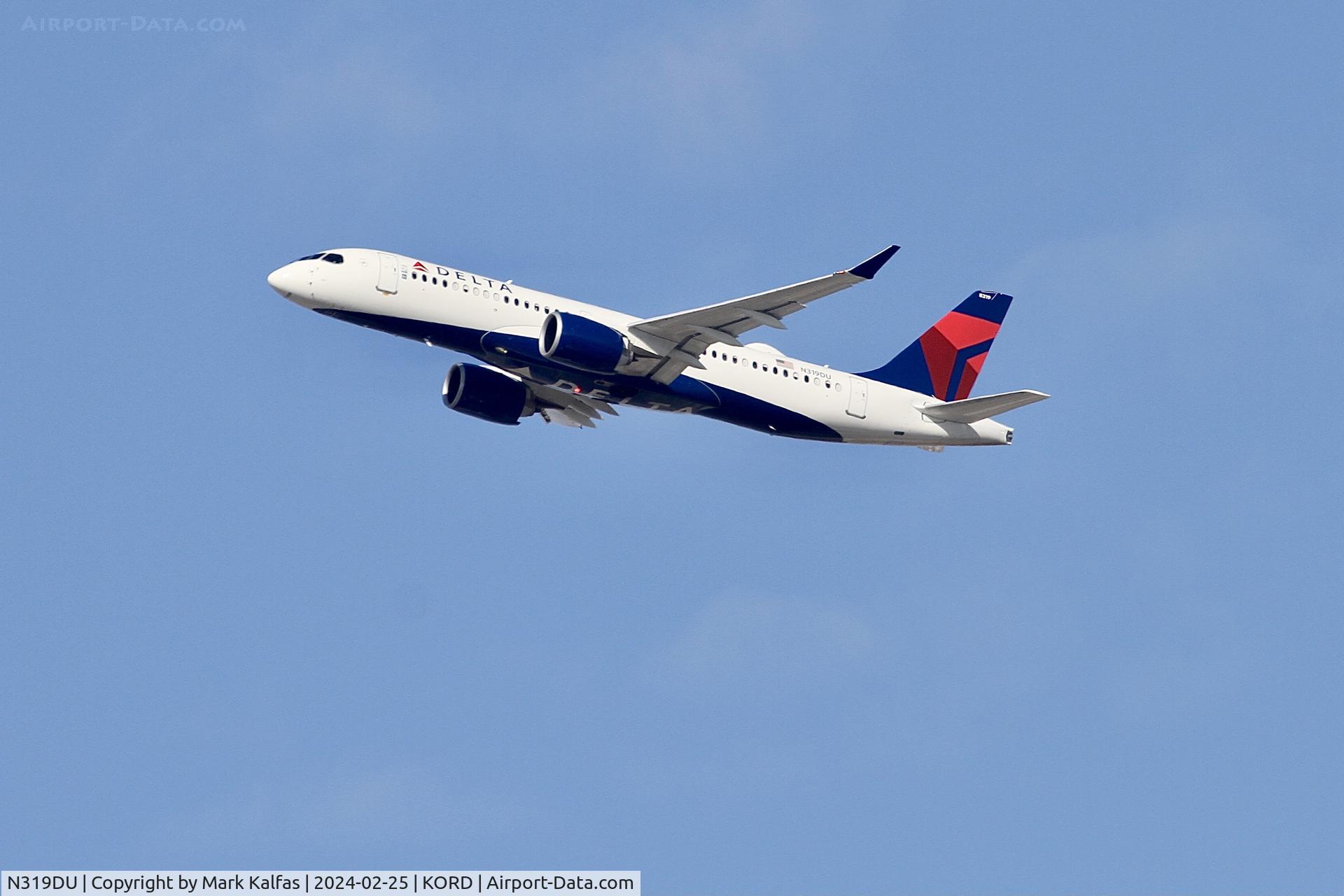 N319DU, 2023 Airbus 220-371 C/N 55228, BCS3 Delta Airlines Airbus A220-300 (BD-500-1A11) N319DU DAL2537 ORD-SLC