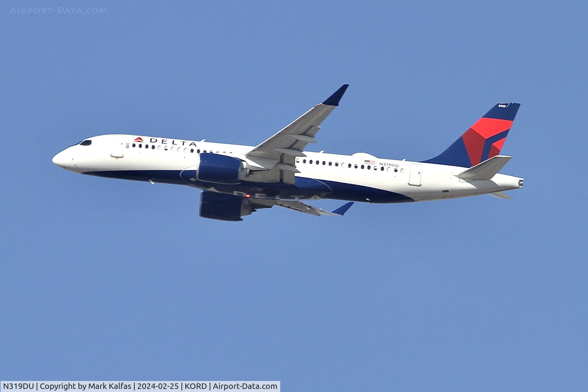 N319DU, 2023 Airbus 220-371 C/N 55228, BCS3 Delta Airlines Airbus A220-300 (BD-500-1A11) N319DU DAL2537 ORD-SLC