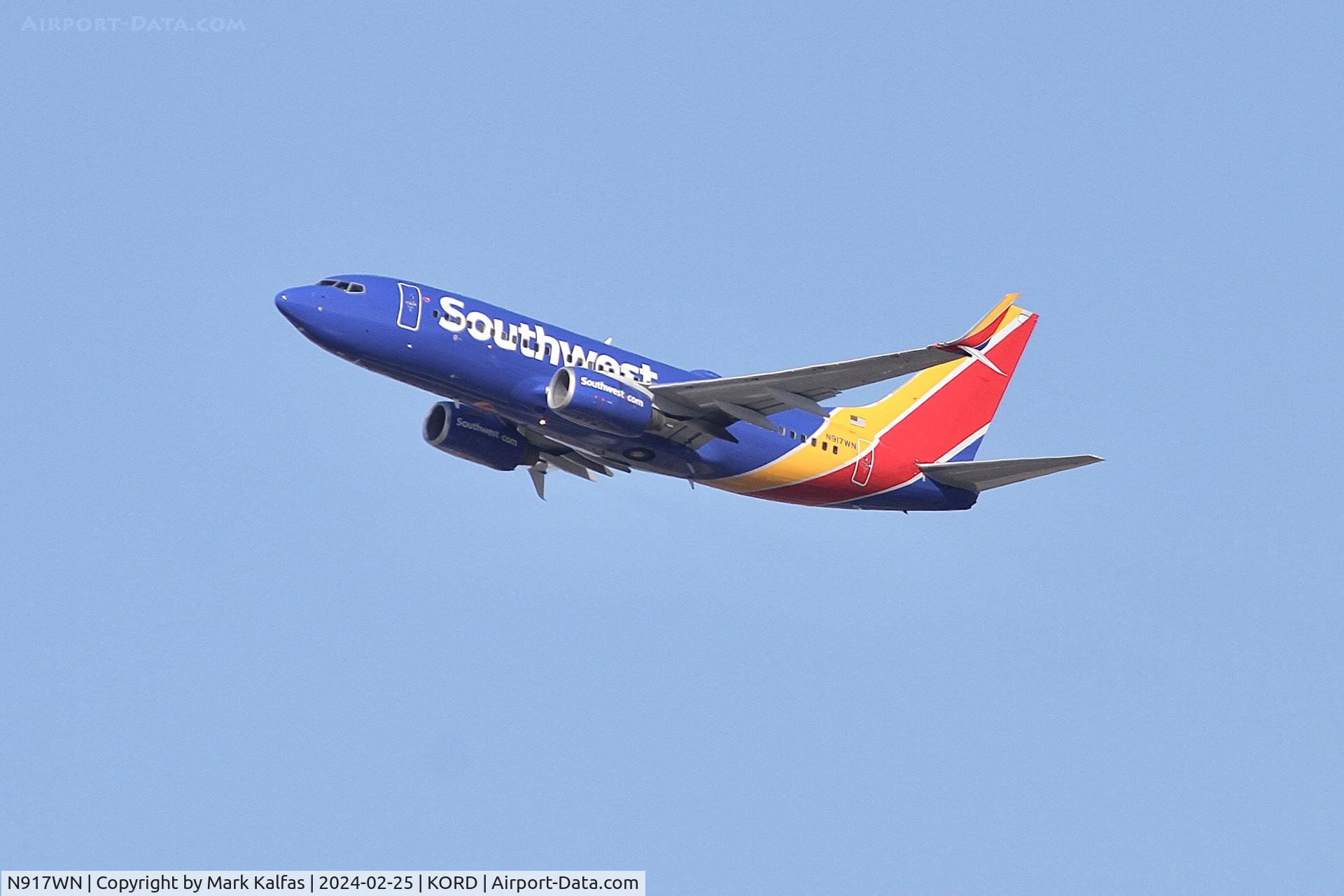 N917WN, 2008 Boeing 737-7H4 C/N 36624, B737.Southwest BOEING 737-7H4 N917WN SWA168 ORD-PHX