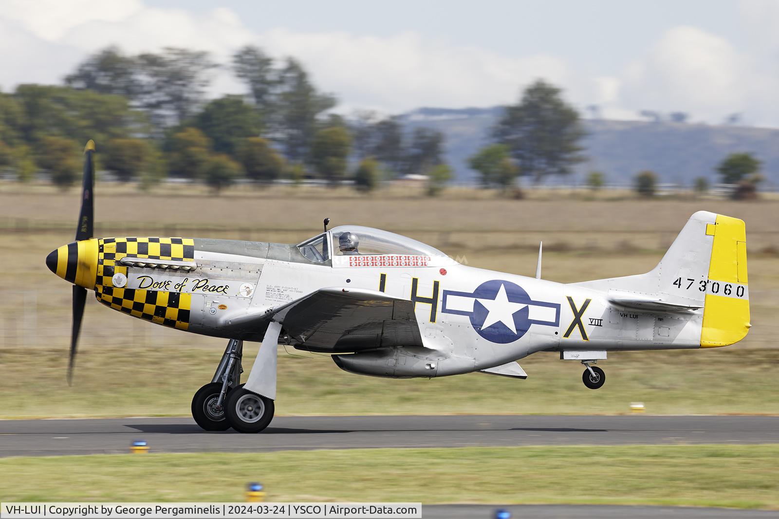 VH-LUI, NORTH AMERICAN AVIATION, INC. P51D 20NT C/N 44 13016, Warbirds Over Scone 2024.