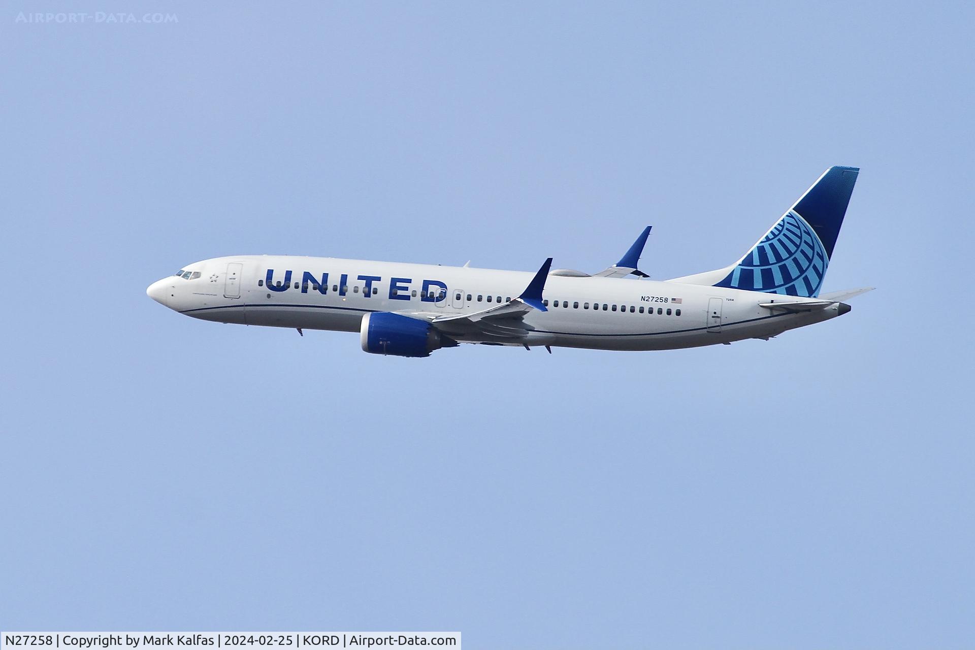 N27258, 2021 Boeing 737-8 MAX C/N 66593, B38M United Airlines Boeing 737-8 Max N27258 UAL2034 ORD-TPA