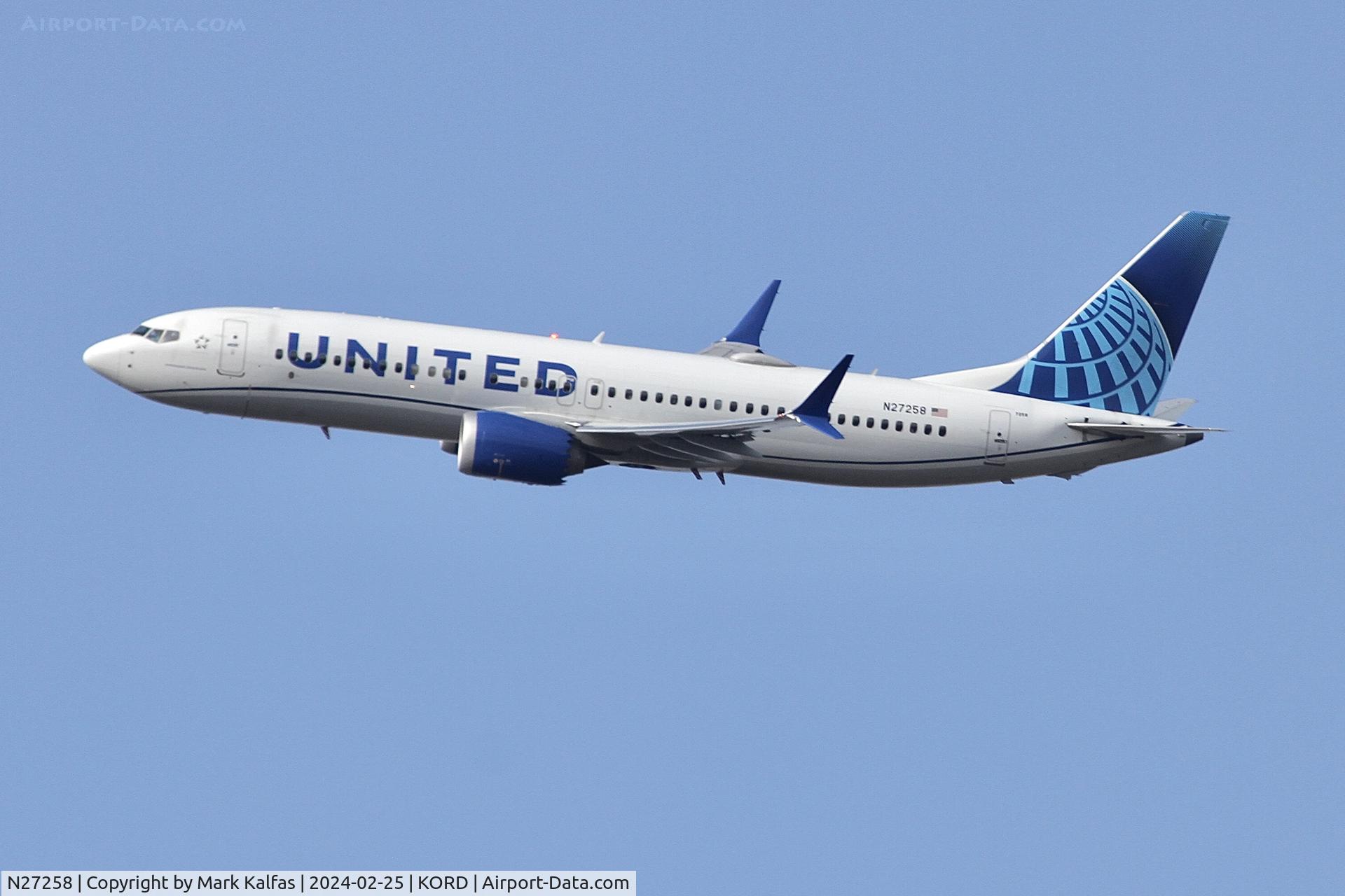 N27258, 2021 Boeing 737-8 MAX C/N 66593, B38M United Airlines Boeing 737-8 Max N27258 UAL2034 ORD-TPA