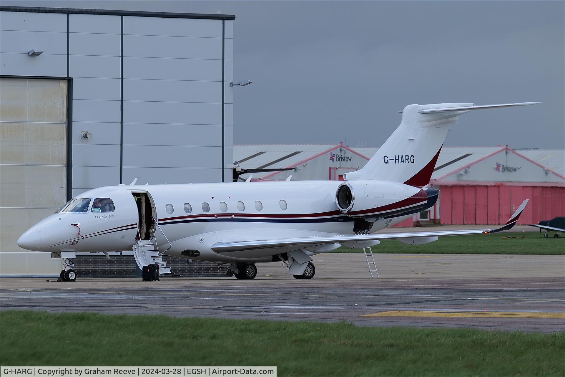 G-HARG, 2016 Embraer EMB-550 Legacy 500 C/N 55000039, Parked at Norwich.