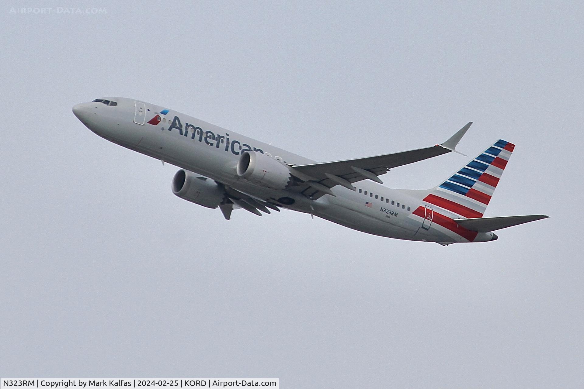 N323RM, 2018 Boeing 737-8 MAX C/N 44453, B38M American Airlines Boeing 737-8 MAX N323RM AAL529 ORD-LAX