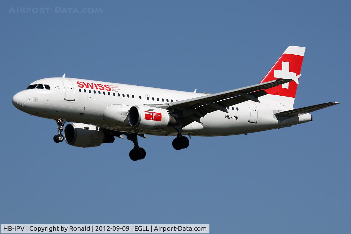 HB-IPV, 1996 Airbus A319-112 C/N 578, at lhr