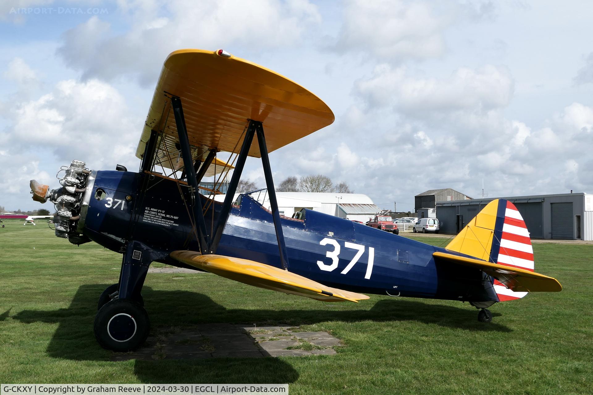 G-CKXY, 1941 Boeing A75N1 (PT17) C/N 75-687, Parked at Fenland.