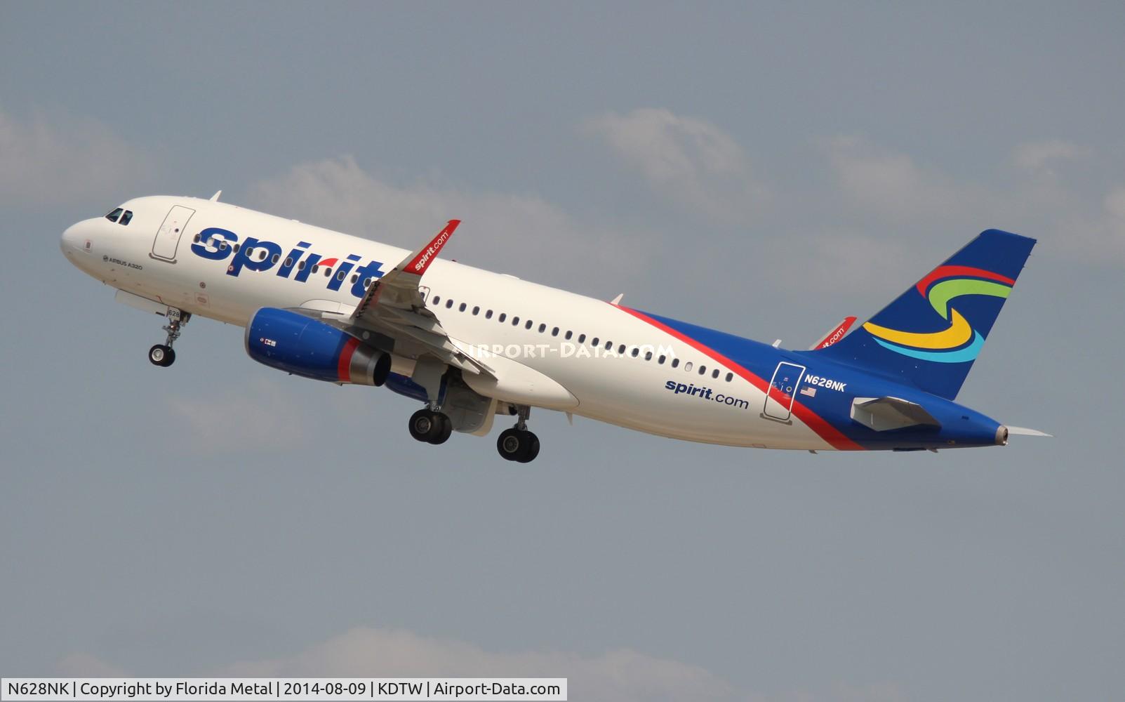 N628NK, 2014 Airbus A320-232 C/N 6193, NKS A320 blue/white zx DTW-RSW