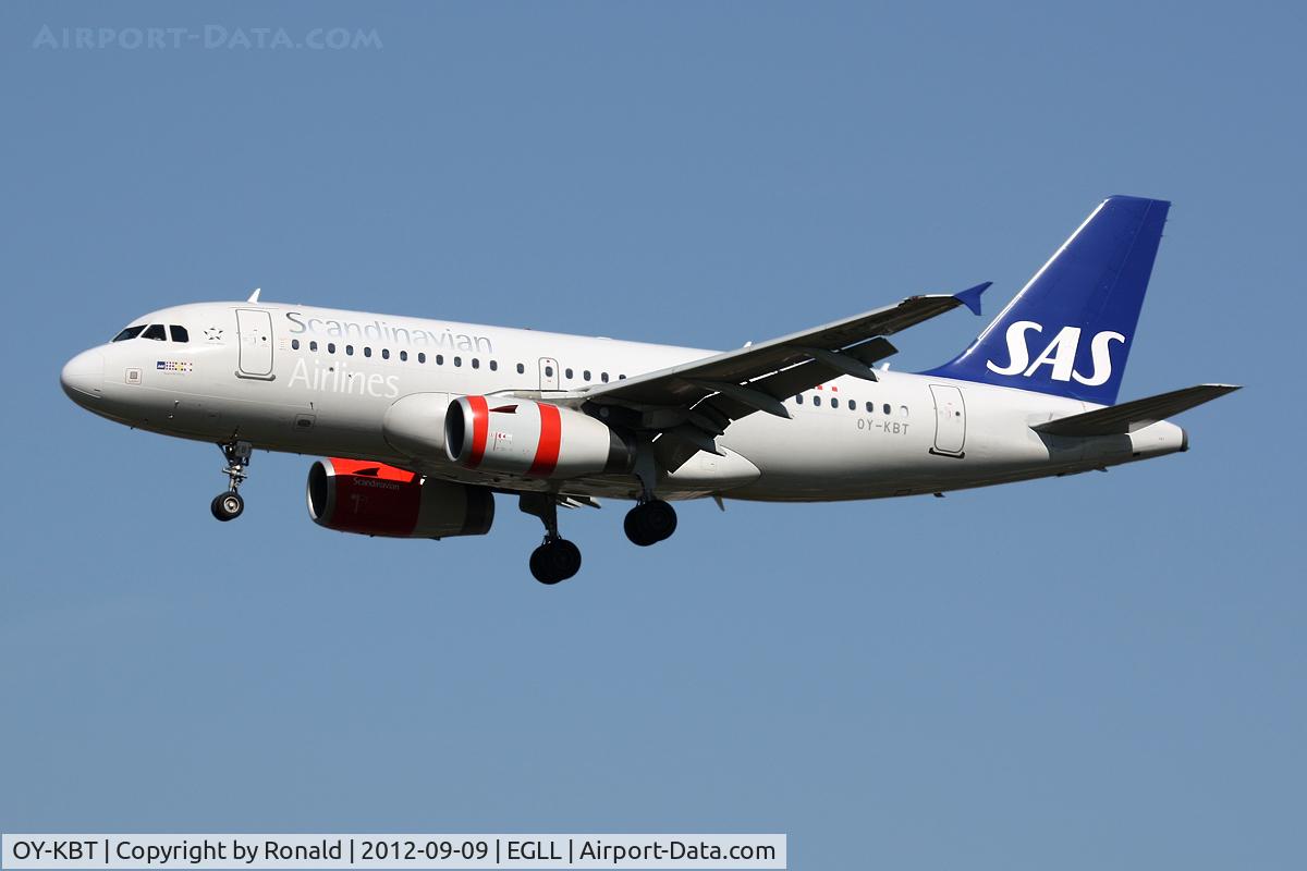 OY-KBT, 2007 Airbus A319-131 C/N 3292, at lhr