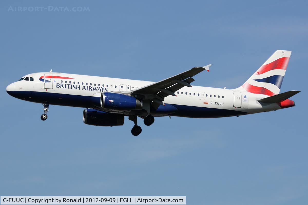 G-EUUC, 2001 Airbus A320-232 C/N 1696, at lhr