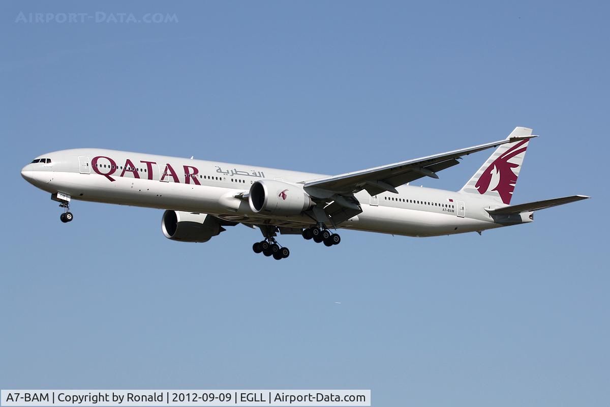 A7-BAM, 2011 Boeing 777-3DZ/ER C/N 38245, at lhr