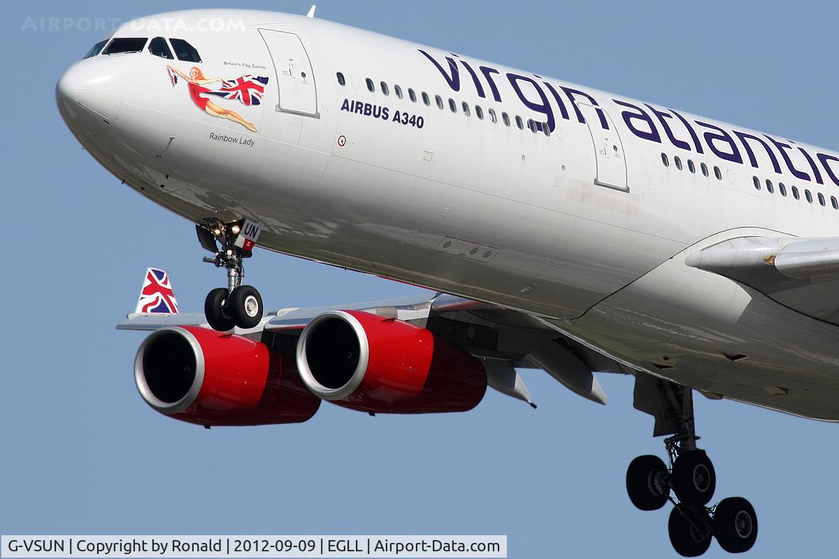 G-VSUN, 1996 Airbus A340-313 C/N 114, at lhr