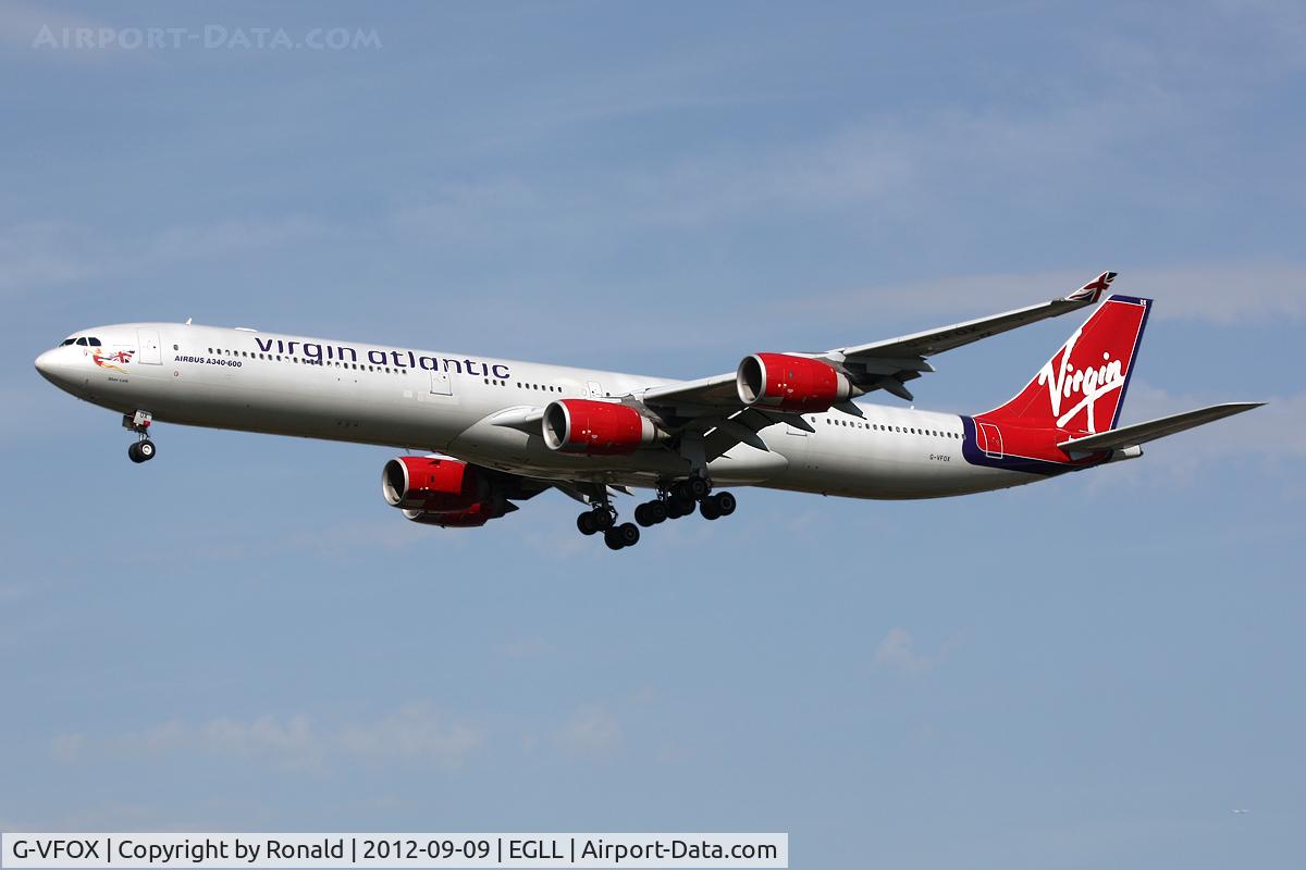 G-VFOX, 2002 Airbus A340-642 C/N 449, at lhr