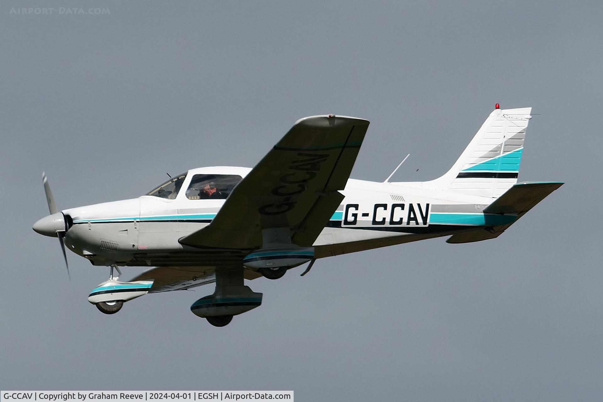 G-CCAV, 1980 Piper PA-28-181 Cherokee Archer II C/N 28-8090353, Landing at Norwich.