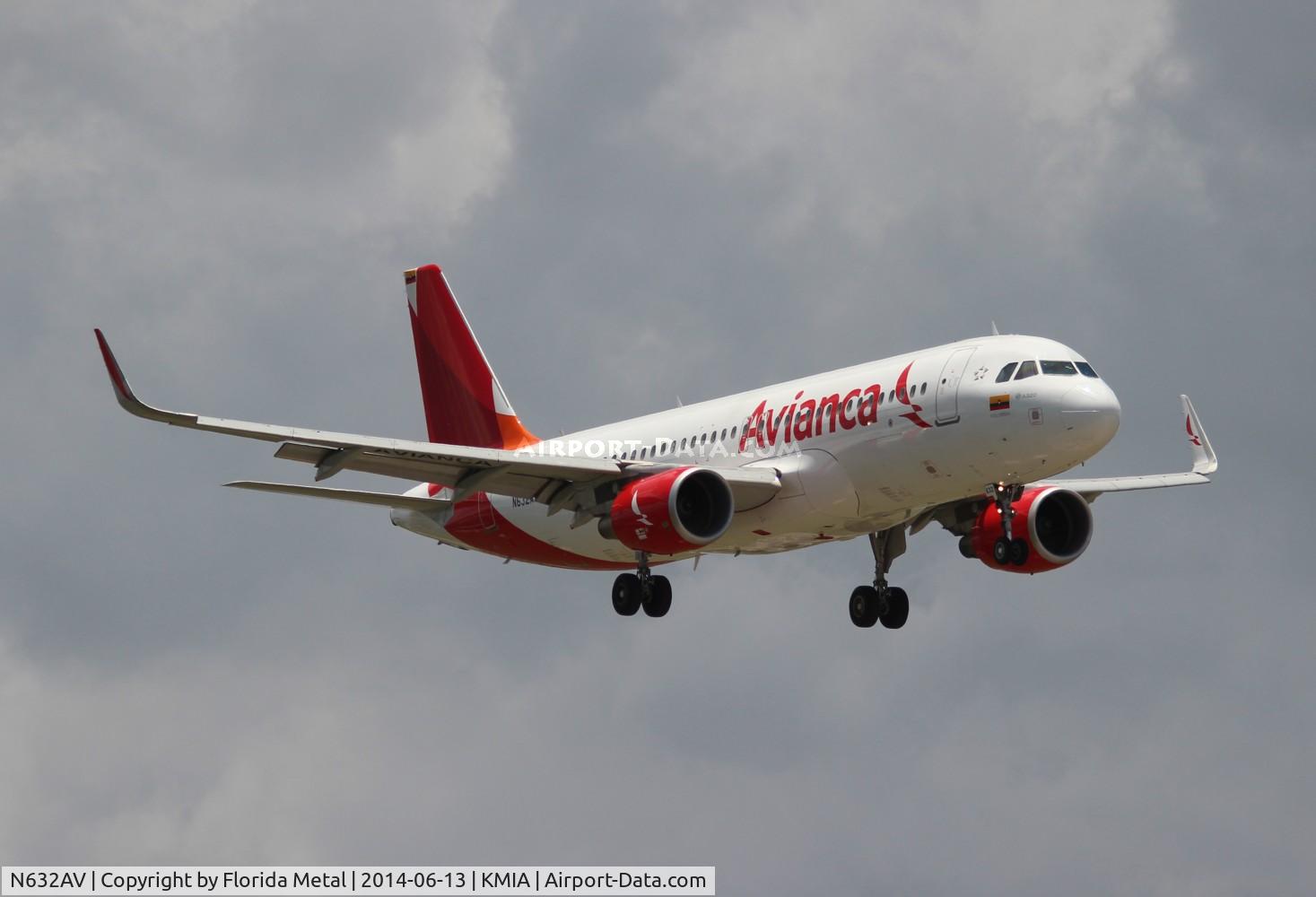 N632AV, 2013 Airbus A320-214 C/N 5632, AVA A320 zx MDE-MIA
