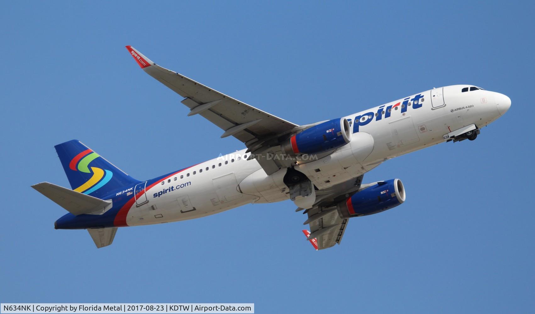 N634NK, 2014 Airbus A320-232 C/N 6370, NKS A320 blue/white zx DTW-MCO